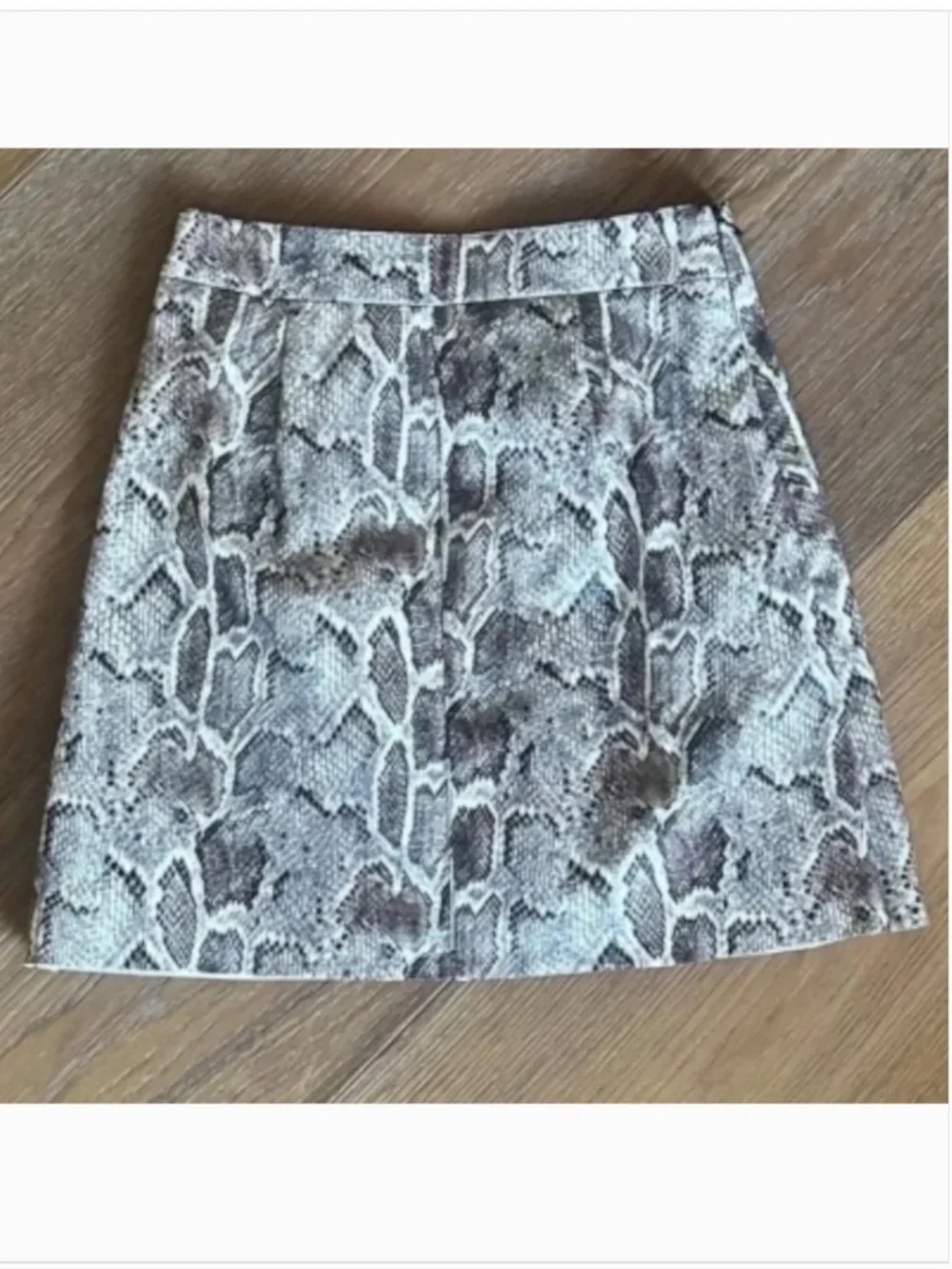 French Connection Snakeskin Mini Skirt Brown Multi Animal Print Size 0 - Picture 7 of 10